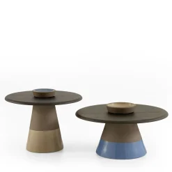 Tavolino Sablier con base in argilla e piano impiallacciato in rovere Laguna*Morica Design Clearance