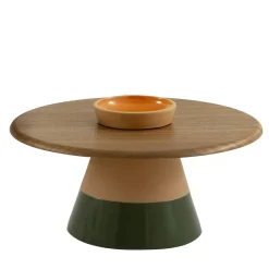 Tavolino Sablier con base in argilla e piano in legno impiallacciato Canaletto*Morica Design New