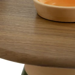 Tavolino Sablier con base in argilla e piano in legno impiallacciato Canaletto*Morica Design New