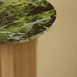 Tavolino Sherman in Marmo Verde Tifone e Rovere Massello*Lebanto