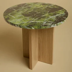 Tavolino Sherman in Marmo Verde Tifone e Rovere Massello*Lebanto