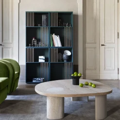 Tavolino Stone ovale in rovere naturale con base in marmo tornito*Morica Design Hot