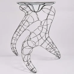 Tavolo alto Mr Joe in metallo con piano in vetro di Murano*Alice Crepaldi Clearance