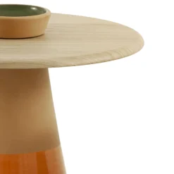 Tavolo alto Sablier con base in argilla e piano impiallacciato in rovere*Morica Design Clearance