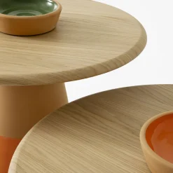 Tavolo alto Sablier con base in argilla e piano impiallacciato in rovere*Morica Design Clearance