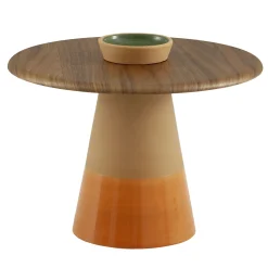 Tavolo alto Sablier con base in argilla e piano in noce canaletto*Morica Design