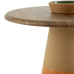 Tavolo alto Sablier con base in argilla e piano in noce canaletto*Morica Design