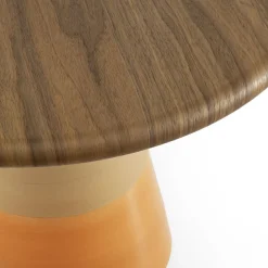 Tavolo alto Sablier con base in argilla e piano in noce canaletto*Morica Design