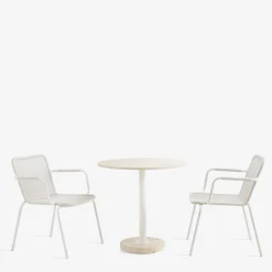 Tavolo bistro rotondo in travertino beige Tamia per esterni*Veltha Outdoor Stone Design Best