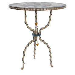 Tavolo Bistro Tondo Grande Canaletto con Motivo Floreale Multicolore*Porte Italia Hot