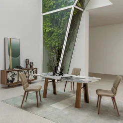 Tavolo Bridge Patagonia effetto marmo e noce canaletto*Morica Design Outlet