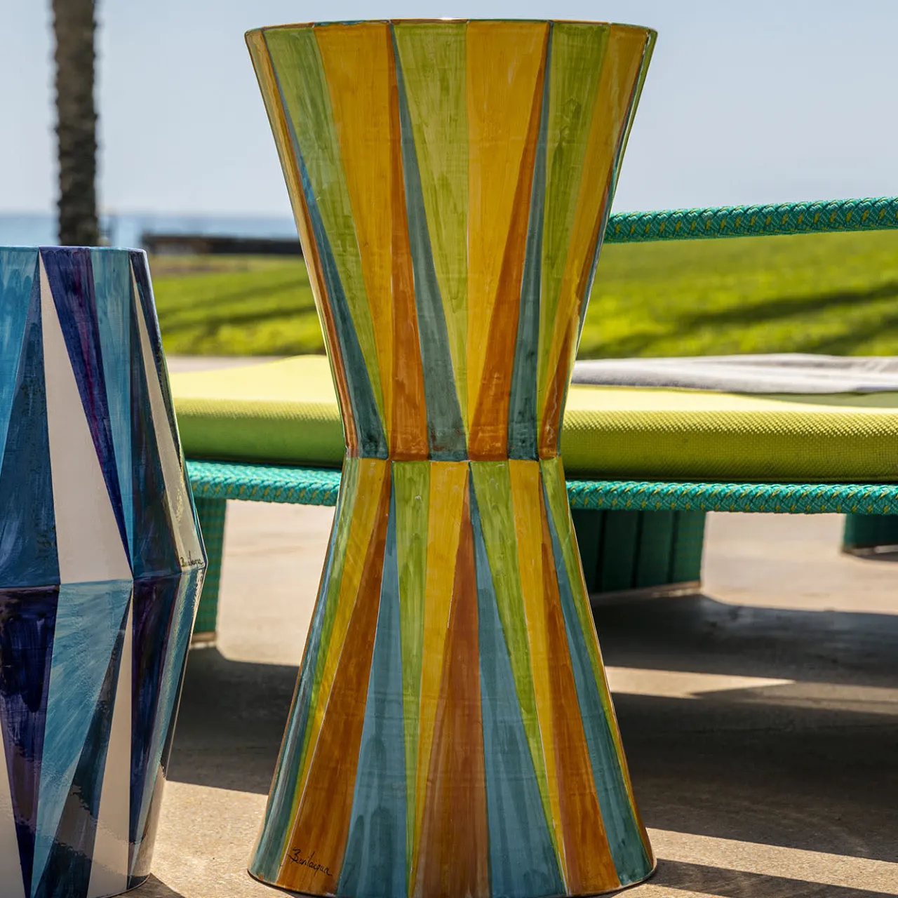 Tavolo con decoro a rombi a rombi multicolore lucido in ceramica*Fratelli Bevilacqua Clearance