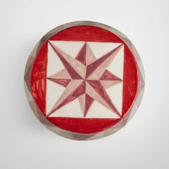 Tavolo con decoro a rombi bianchi e rossi lucido in ceramica*Fratelli Bevilacqua Hot