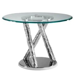 Tavolo Con Piano Rotondo In Vetro E Gambe Incorciate*Ros Italia Interiors