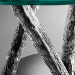 Tavolo Con Piano Rotondo In Vetro E Gambe Incorciate*Ros Italia Interiors