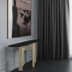 Tavolo Console Tumba in Marmo Nero con struttura in metallo oro*L'Eccesso Outlet