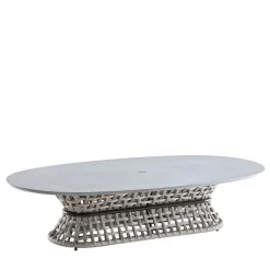 Tavolo da cocktail ovale grigio per esterni con piano in pietra*Giorgio Collection Sale