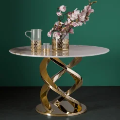 Tavolo da pranzo Cerberus con piano in marmo Onyx Gold*Villari Best