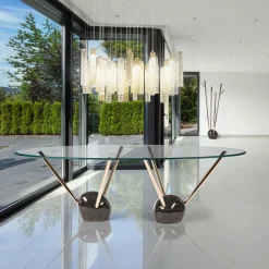 Tavolo da pranzo con piano in vetro Rays*VGnewtrend Outlet