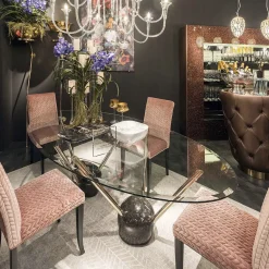 Tavolo da pranzo con piano in vetro Rays*VGnewtrend Outlet