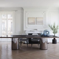 Tavolo da pranzo Crono in acciaio e marmo Noir Desir*Ultramobili Hot