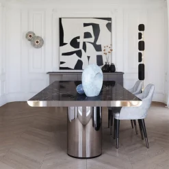 Tavolo da pranzo Crono in acciaio e marmo Noir Desir*Ultramobili Hot