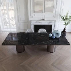 Tavolo da pranzo Crono in acciaio e marmo Noir Desir*Ultramobili Hot