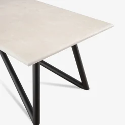 Tavolo da pranzo esterno rettangolare in pietra travertino e acciaio marrone Larte 260*Veltha Outdoor Stone Design Clearance