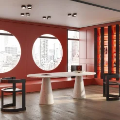 Tavolo da pranzo grande in travertino Inside Out di Karen Chekerdjian*MMairo