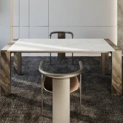 Tavolo da pranzo Ilan in marmo multicolore con struttura in metallo*L'Eccesso Online