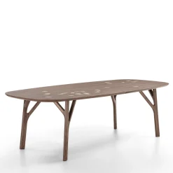 Tavolo da pranzo in legno di noce Arbor con foglie intarsiate*Durame Best