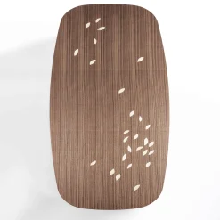 Tavolo da pranzo in legno di noce Arbor con foglie intarsiate*Durame Best