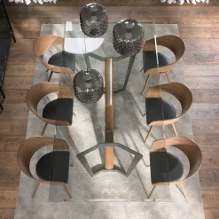 Tavolo da pranzo Oliver in vetro trasparente e noce canaletto*Tonin Casa Discount