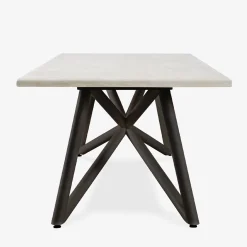 Tavolo da pranzo outdoor rettangolare in travertino e acciaio marrone Larte 200*Veltha Outdoor Stone Design Best