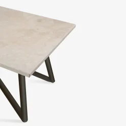 Tavolo da pranzo outdoor rettangolare in travertino e acciaio marrone Larte 200*Veltha Outdoor Stone Design Best