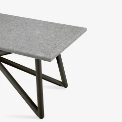 Tavolo da pranzo outdoor rettangolare in peperino grigio e acciaio marrone Larte 200*Veltha Outdoor Stone Design Discount