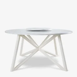 Tavolo da pranzo outdoor in acciaio e marmo bianco Carrara Hermu 150*Veltha Outdoor Stone Design Clearance