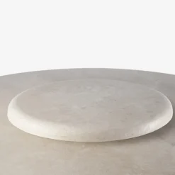 Tavolo da pranzo outdoor Hermu 150 in pietra travertino e acciaio marrone*Veltha Outdoor Stone Design Online