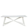 Tavolo da pranzo outdoor rettangolare in marmo bianco carrara e acciaio Larte 200*Veltha Outdoor Stone Design Hot