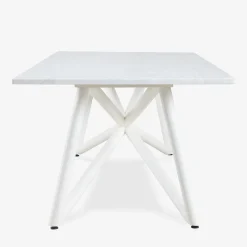 Tavolo da pranzo outdoor rettangolare in marmo bianco carrara e acciaio Larte 200*Veltha Outdoor Stone Design Hot