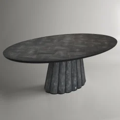 Tavolo da pranzo ovale Eos in pelle galuchat nera*Cupioli Best