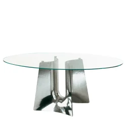 Tavolo da pranzo ovale in vetro Bentz di Jeff Miller*Baleri Italia Sale