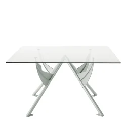 Tavolo da pranzo President M in alluminio lucido e vetro*Baleri Italia New