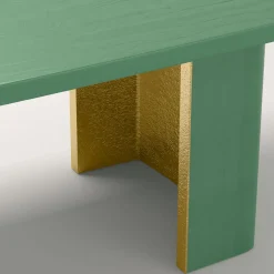 Tavolo da pranzo rettangolare Nature in legno verde e oro*Cupioli Discount