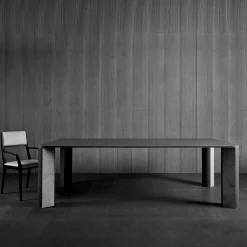 Tavolo da pranzo rettangolare in marmo nero con overlay*Luce Di Carrara Sale