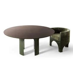 Tavolo da Pranzo Rotondo "Archi" in Legno Verde e Marrone di Storagemilano*Fratelli Boffi Outlet