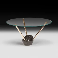 Tavolo da pranzo rotondo con piano in vetro Rays*VGnewtrend Online