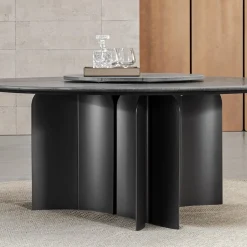 Tavolo da pranzo rotondo in pietra per esterni Bolgheri*Meroni & Colzani Discount