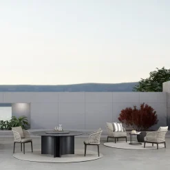 Tavolo da pranzo rotondo in pietra per esterni Bolgheri*Meroni & Colzani Discount