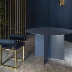 Tavolo da pranzo rotondo blu Across*Secondome Edizioni Discount